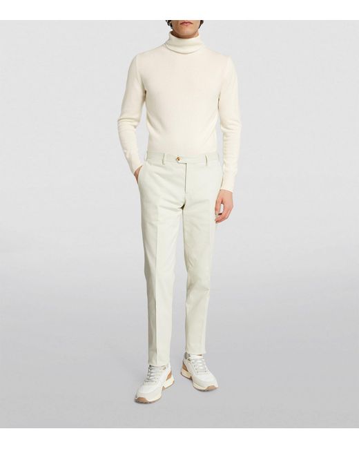 Lardini White Cashmere Rollneck Sweater for men