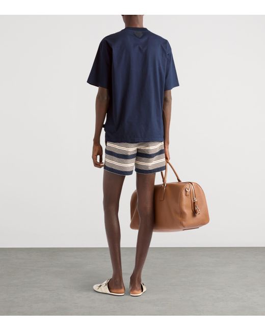 Prada Blue Cotton Conceptual Triangle T-Shirt for men