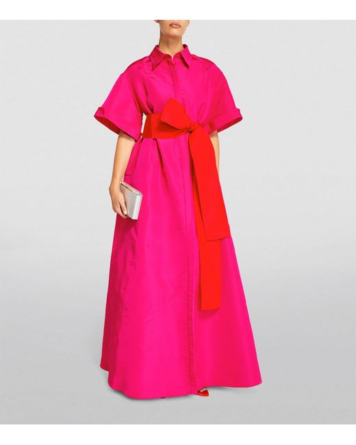 Carolina Herrera Pink Exclusive Silk Belt-detail Gown