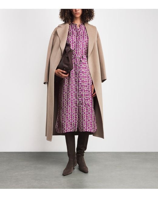 Max Mara Purple Silk Printed Midi Caftan Dress
