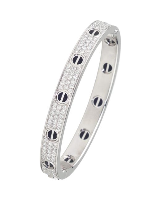 Cartier White Love Classic And Diamond Ceramic Paved Bracelet