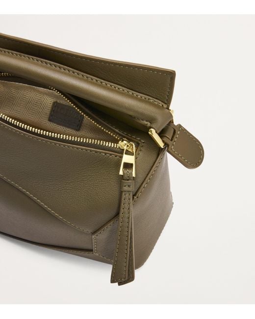 Loewe Green Mini Leather Puzzle Edge Top-Handle Bag
