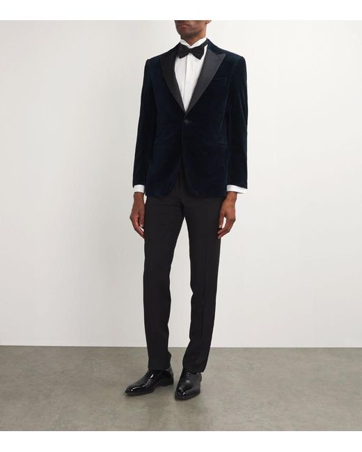 Canali Velvet Single Breasted Evening Jacket in Blue for Men Lyst UK
