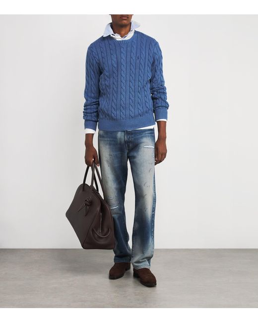 Polo Ralph Lauren Blue Cotton Crew-Neck Sweater for men