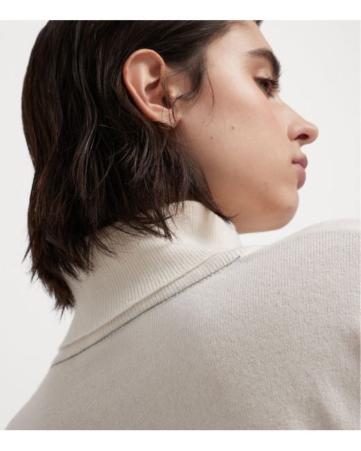 Brunello Cucinelli White Cashmere Turtleneck Sweater