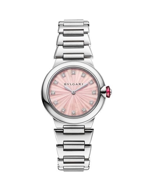 BVLGARI Pink Stainless Steel Lvcea Watch
