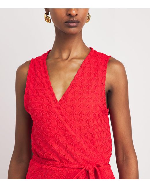 Melissa Odabash Red Crochet Zima Tie-Waist Kaftan