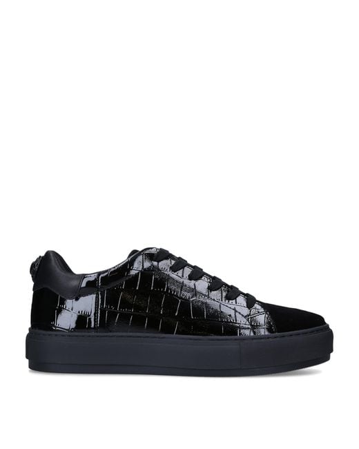 Kurt Geiger Blue Croc-Embossed Leather Laney Sneakers for men