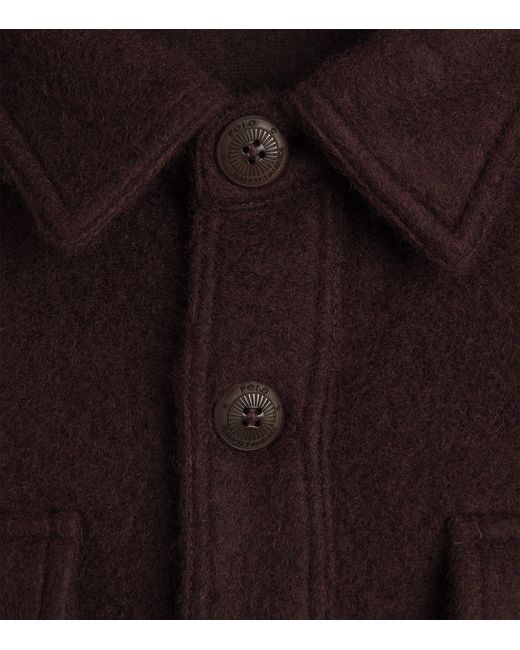 Polo Ralph Lauren Brown Wool-Blend Felt Overshirt for men