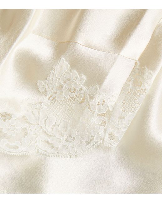 Carine Gilson White Silk Lace-detail Slip Dress