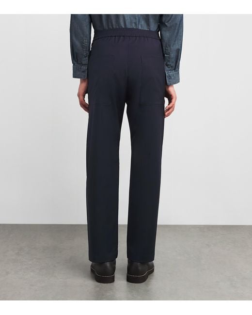 Barena Blue Virgin Wool Drawstring Trousers for men