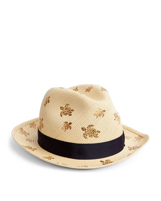 Vilebrequin Natural X Borsalino Turtle Print Straw Hat for men