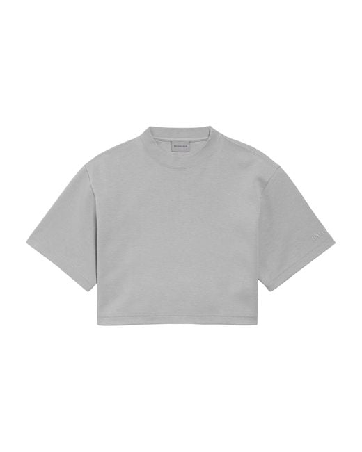 Balenciaga Gray Cotton-Blend Cropped T-Shirt