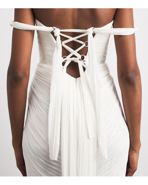 Maria Lucia Hohan White Silk Pleated Susie Maxi Dress