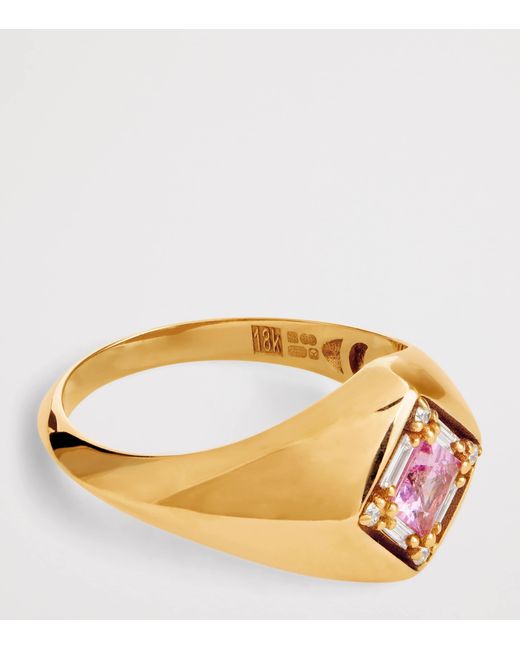 Suzanne Kalan Metallic Diamond And Sapphire Princess Signet Ring