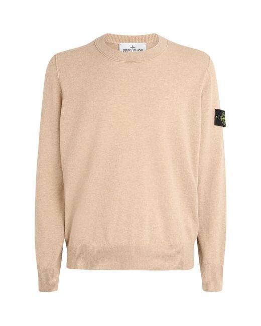 Stone Island Natural Virgin Wool Compass Logo Sweater for men