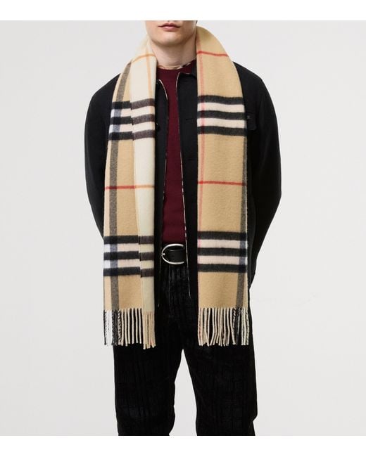 Burberry Natural Cashmere Reversible Check Scarf