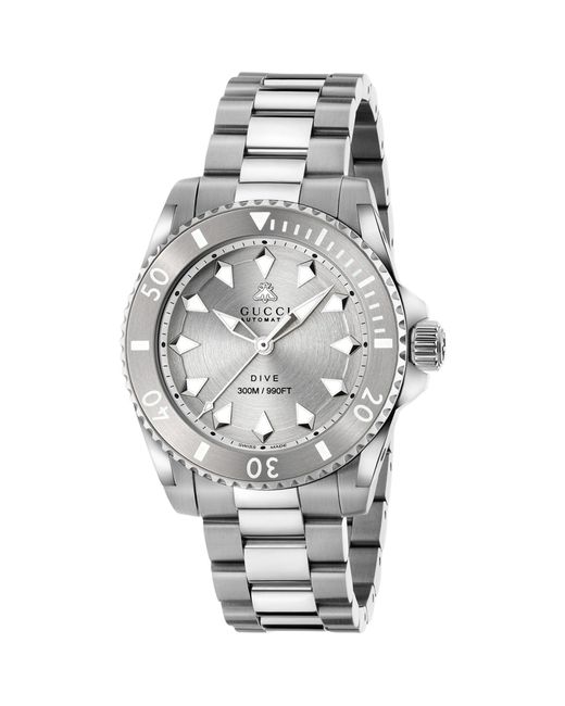 Gucci Gray Stainless Steel Dive Watch 40mm for men