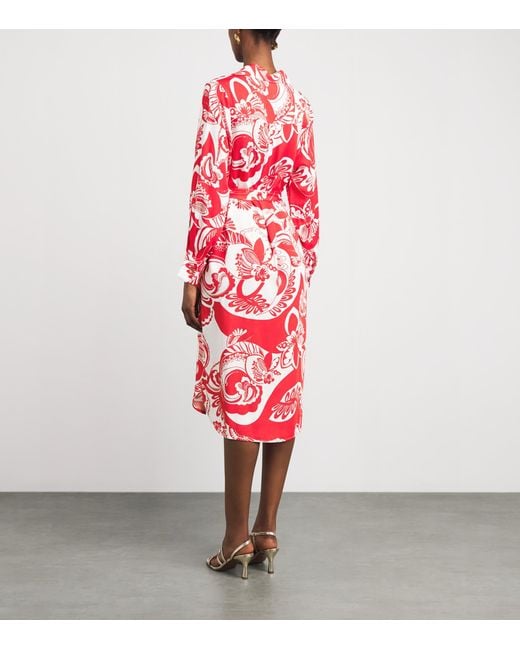 Melissa Odabash Red Belted Layla Midi Shirt Dress