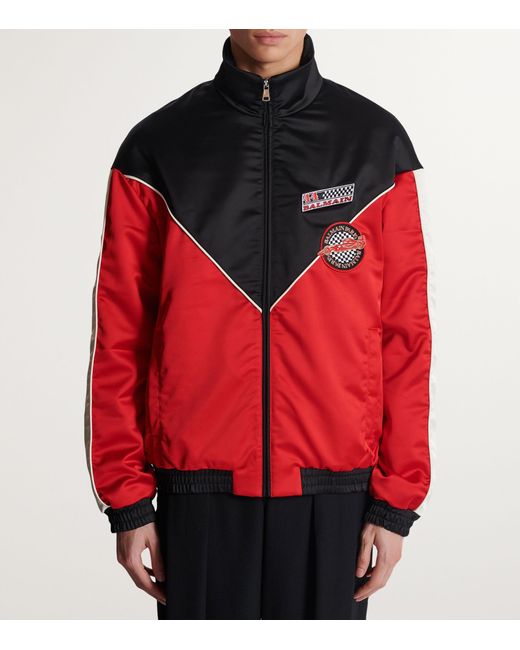 Balmain Red Satin Racing Jacket for men