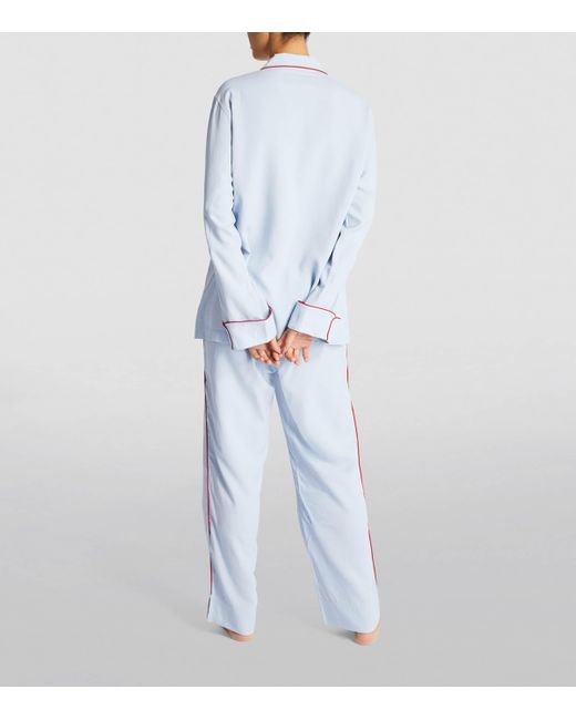 Olivia Von Halle Blue Silk Laurent Pyjama Set