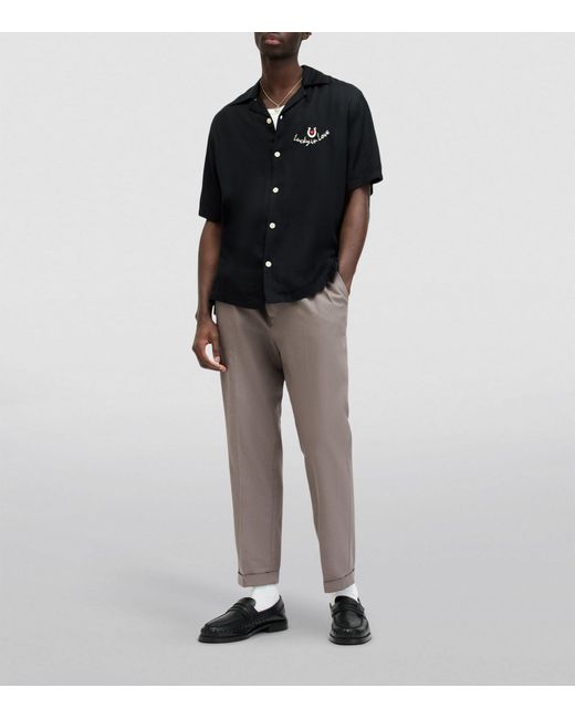 AllSaints Gray Cotton-blend Cropped Tallis Trousers for men
