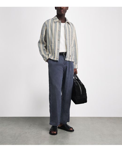 Wooyoungmi White Cotton Textured Stripe Shirt for men