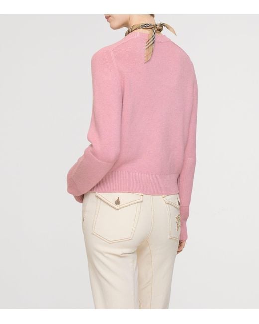 Burberry Pink Cashmere Ekd Patch Sweater