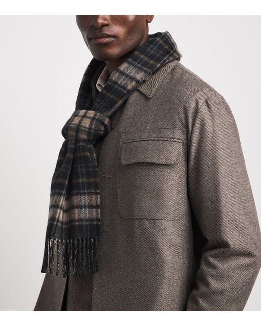 Johnstons Gray Cashmere Double-Face Scarf for men
