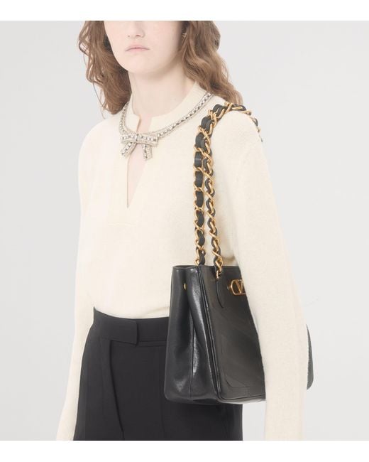 Valentino Natural Virgin Wool Bow-Detail Sweater