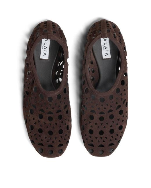 Alaïa Brown Suede Vienne Ballet Flats