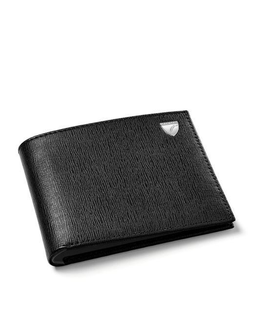 Aspinal Black Leather Bifold Wallet for men