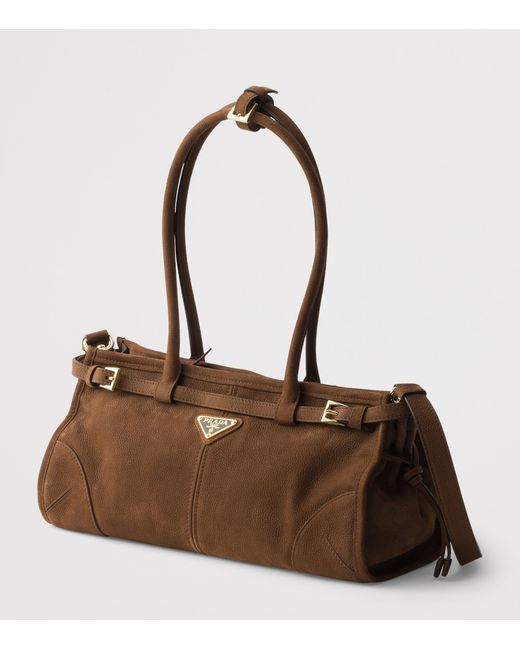 Prada Brown Medium Nubuck Leather Bonnie Top-Handle Bag