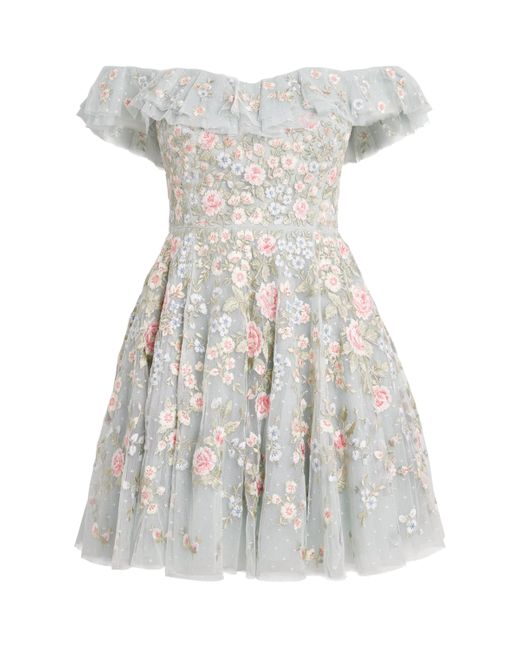 Needle & Thread White Floral Antoinettes Mini Dress