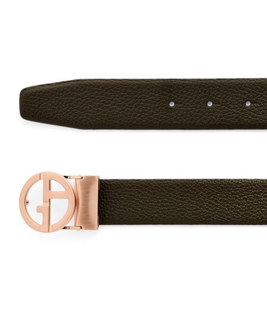 Giorgio Armani Pink Satin Rose-Plated Ga Logo Belt Buckle for men