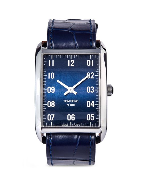 Tom Ford Blue Stainless Steel No. 001 Watch 30mm for men