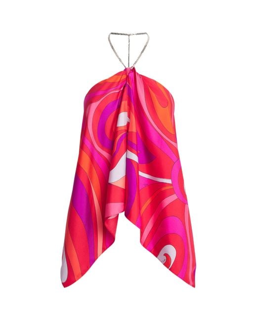 Emilio Pucci Pink Silk Chain-Tie Sleeveless Top