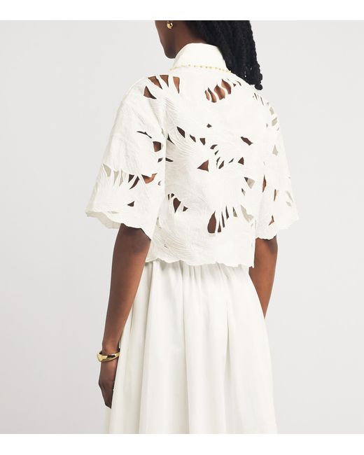 Zimmermann White Cotton Embroidered Mahon Shirt