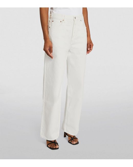 Agolde White Low-rise Wide-leg Jeans