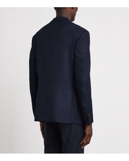 Corneliani Blue Virgin Wool-Silk Unlined Whisper Blazer for men