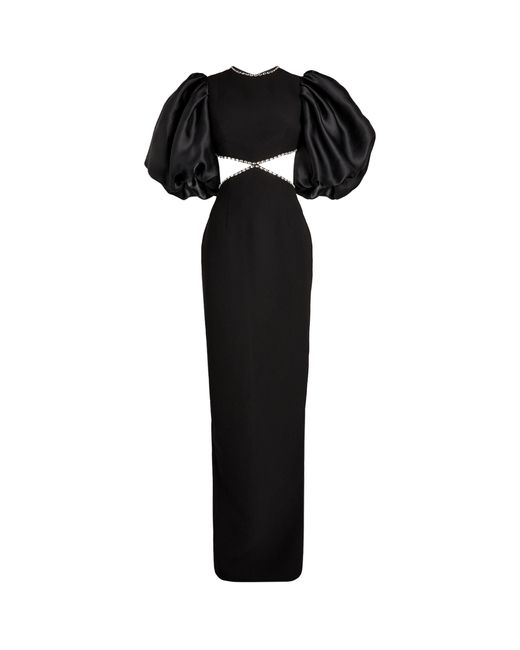 Rasario Black Crystal-embellished Cut-out Gown