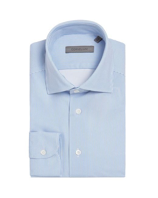 Corneliani Blue Stripe Formal Shirt for men