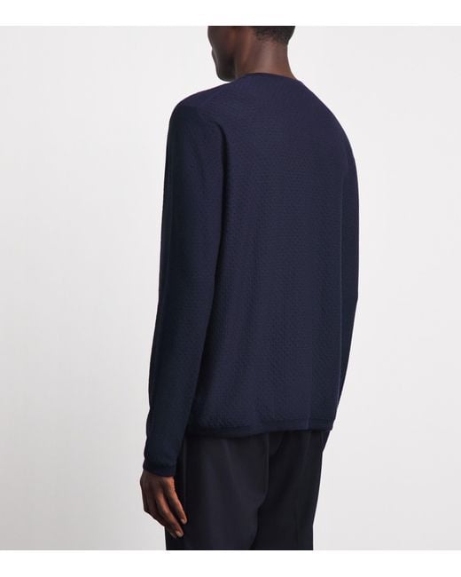 Johnstons Blue Superfine Merino Sweater for men