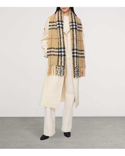 Burberry Metallic Alpaca-Wool Bouclé Check Scarf