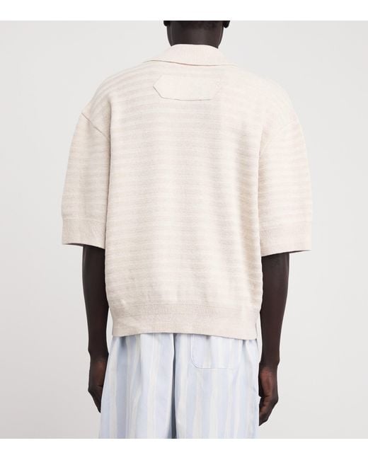 Jacquemus White Cotton-Silk Polo Shirt for men
