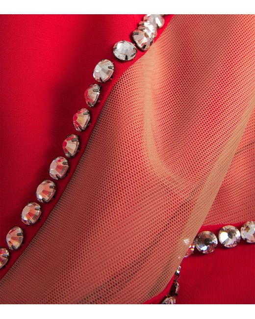 Stella McCartney Red Crepe Embellished Cape Gown