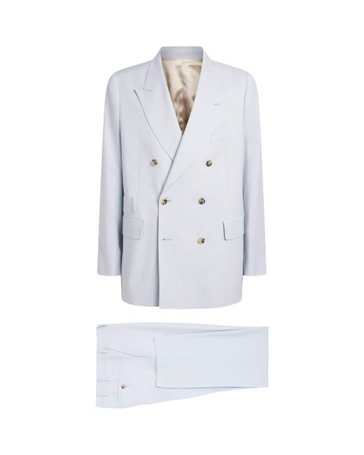 Paul Smith White Wool-Mohair Double-Breasted Blazer for men