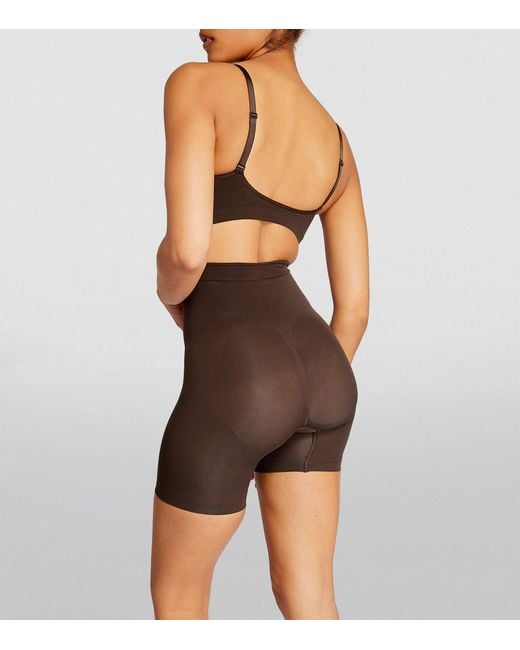 Skims Brown Seamless Sculpt Mid-Thigh Shorts