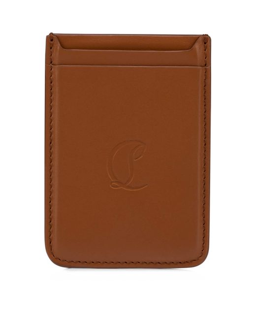 Christian Louboutin Brown Mooncrest Magsafe Leather Card Holder for men