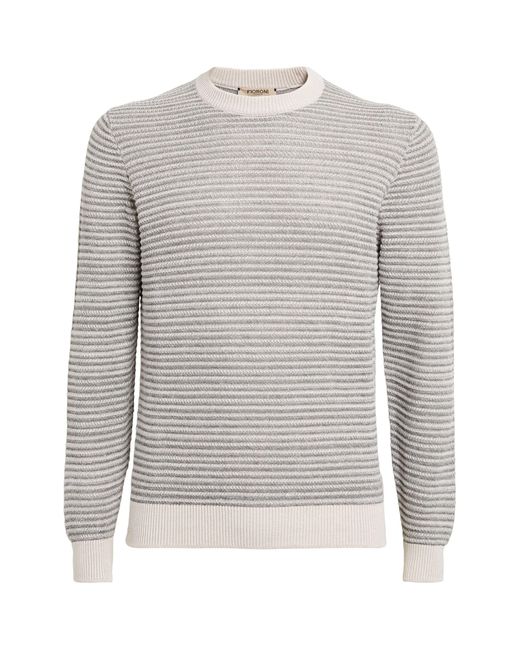FIORONI CASHMERE Gray Multi-stitch Striped Sweater for men